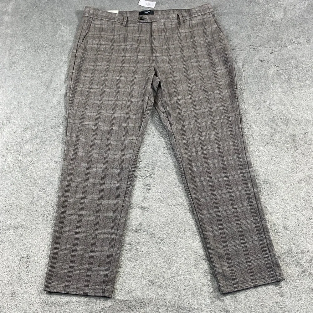 Banana Republic Pants Mens‎ 36x30 Brown Plaid Grayson Slim-Tapered Ankle New